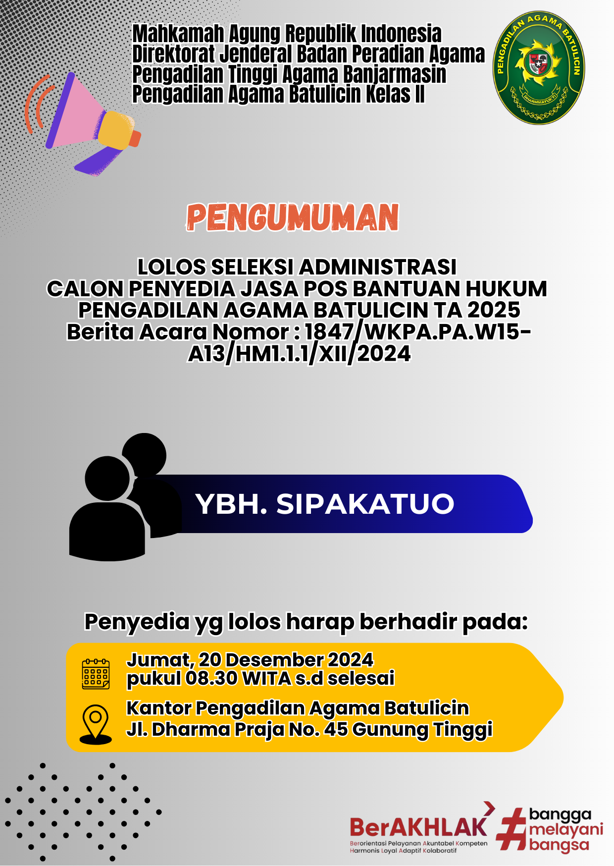 Pengumuman posbakum adm